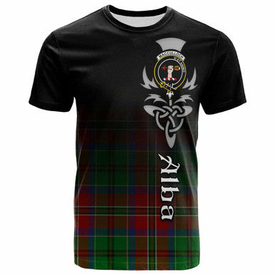 Scottish MacCulloch (McCulloch) Clan Crest Tartan T-Shirt - Alba Gu Brath Family Crest Celtic Inspired Front Side Tartan Plaid