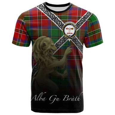 Scottish MacCulloch (McCulloch) Clan Crest Tartan T-Shirt - Celtic With Scotland Lion Front Side Tartan Plaid