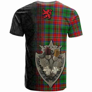 Scottish MacCulloch (McCulloch) Clan Crest Tartan T-Shirt - Half Thistle Flowers Celtic Design Back Side Tartan Plaid