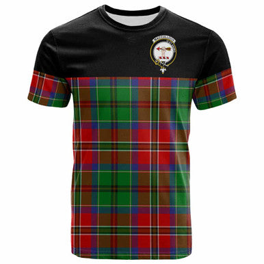 Scottish MacCulloch (McCulloch) Clan Crest Tartan T-Shirt - Horizontal Style Front Side Tartan Plaid