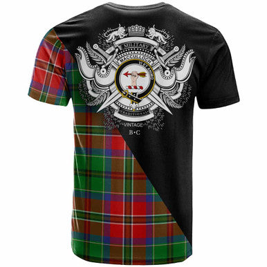 Scottish MacCulloch (McCulloch) Clan Crest Tartan T-Shirt - Military Logo Back Side Tartan Plaid