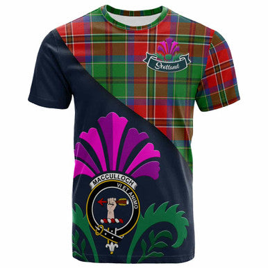 Scottish MacCulloch (McCulloch) Clan Crest Tartan T-Shirt - Scotland Thistle Style Front Side Tartan Plaid