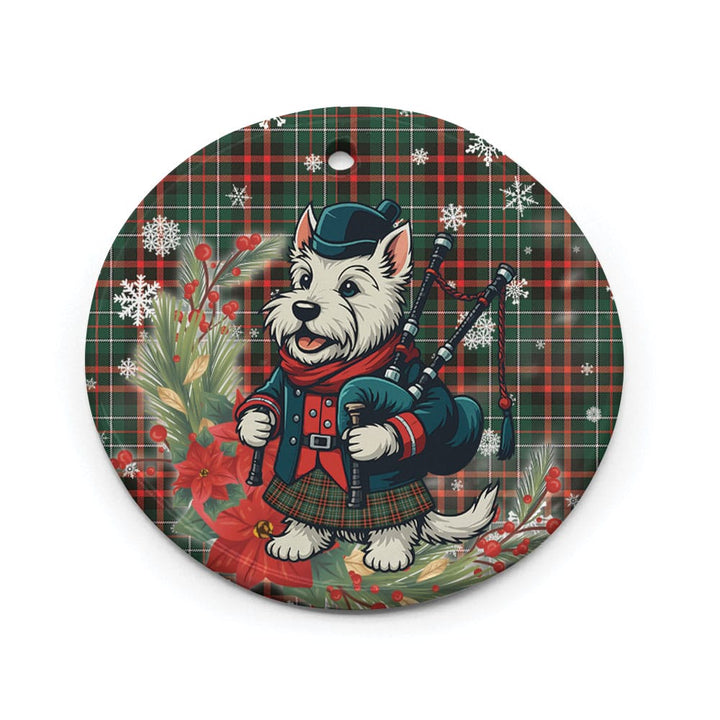 Scottish MacDiarmid Modern Clan Tartan Ceramic Ornament Cute Scottish Terrier Dog Circle Style Tartan Plaid