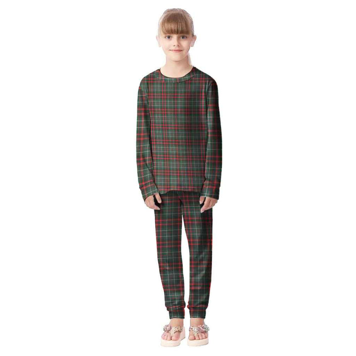 Scottish MacDiarmid Modern Clan Tartan Pajama Set Kid Front Side Tartan Plaid