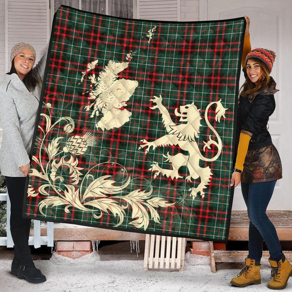 Scottish MacDiarmid Modern Clan Tartan Quilt Rampant Lion with Thistle Tartan Plaid 2