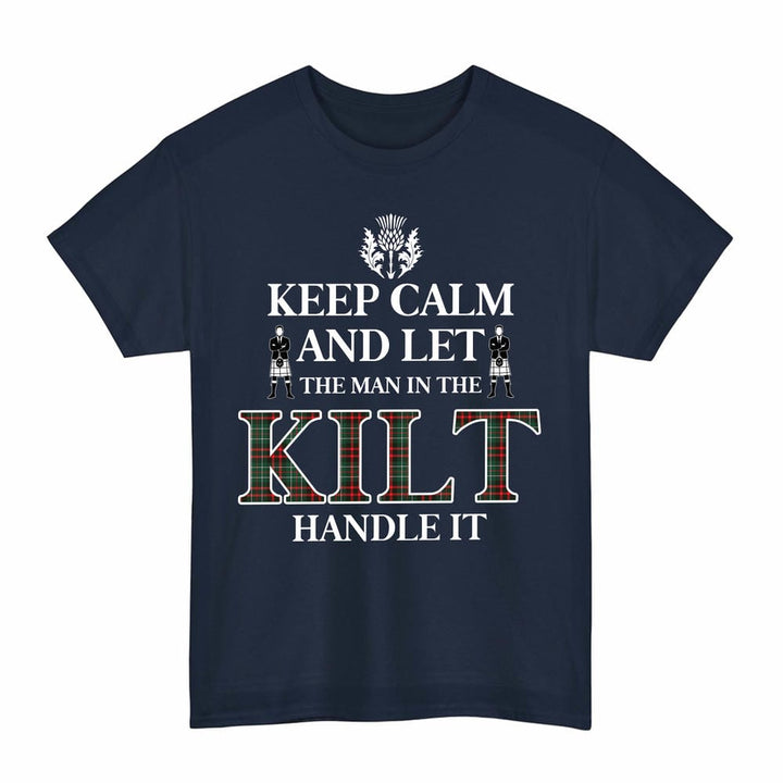Scottish MacDiarmid Modern Clan Tartan T-Shirt - Keep Calm Tartan Plaid Navy Color
