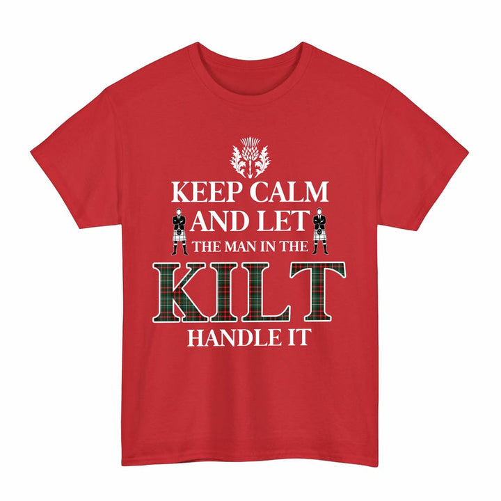 Scottish MacDiarmid Modern Clan Tartan T-Shirt - Keep Calm Tartan Plaid Red Color