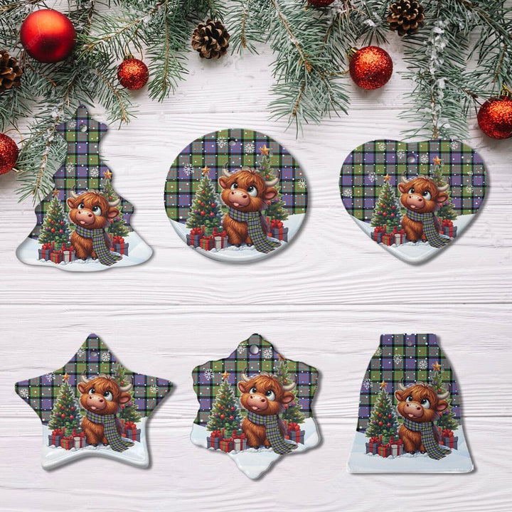 Scottish MacDonald Ancient Clan Tartan Ceramic Ornament Cute Highland Cow Christmas All Style Tartan Plaid