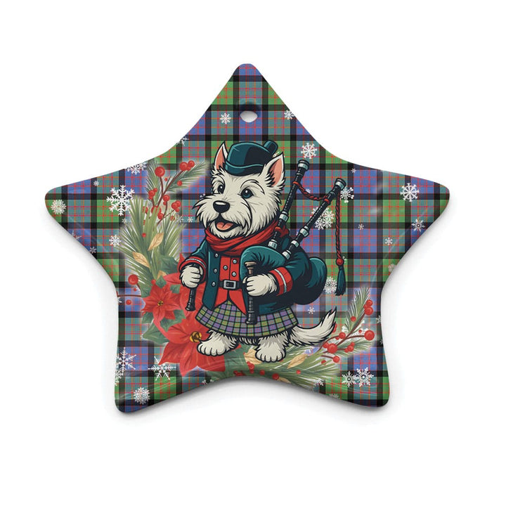 Scottish MacDonald Ancient Clan Tartan Ceramic Ornament Cute Scottish Terrier Dog Star Style Tartan Plaid