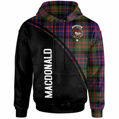 Scottish MacDonald (Clan Donald) Clan Crest Tartan Curve Hoodie Front Side Tartan Plaid
