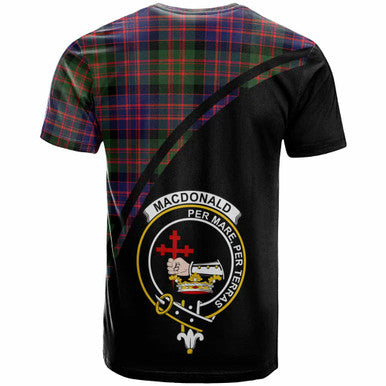 Scottish MacDonald (Clan Donald) Clan Crest Tartan Curve T-Shirt Back Side Tartan Plaid