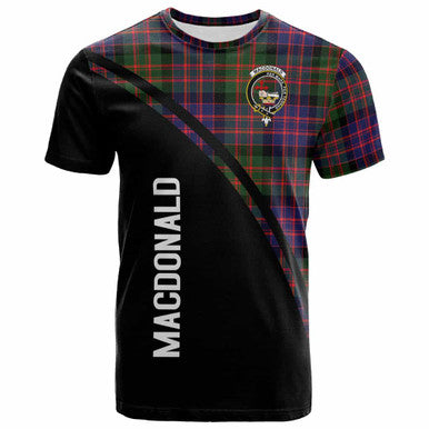 Scottish MacDonald (Clan Donald) Clan Crest Tartan Curve T-Shirt Front Side Tartan Plaid