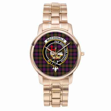 Scottish MacDonald (Clan Donald) Clan Crest Tartan Folding Clasp Steel Quartz Watches Tartan Plaid Rose Gold 1