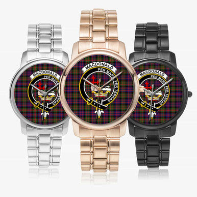 Scottish MacDonald (Clan Donald) Clan Crest Tartan Folding Clasp Steel Quartz Watches Tartan Plaid All