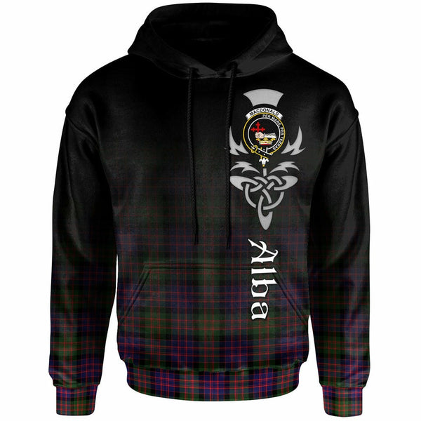 Scottish MacDonald (Clan Donald) Clan Crest Tartan Hoodie - Alba Gu Brath Family Crest Celtic Inspired Front Side Tartan Plaid