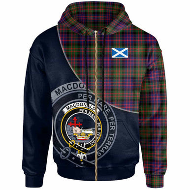Scottish MacDonald (Clan Donald) Clan Crest Tartan Hoodie - Bend Style Zip-up Tartan Plaid