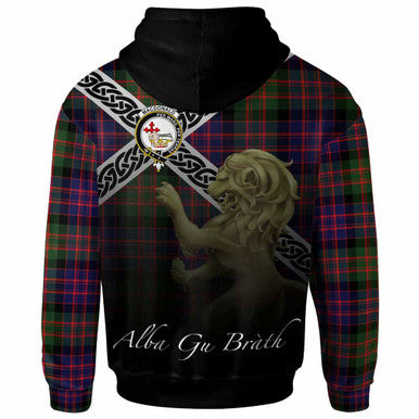Scottish MacDonald (Clan Donald) Clan Crest Tartan Hoodie - Celtic With Scotland Lion Back Side Tartan Plaid