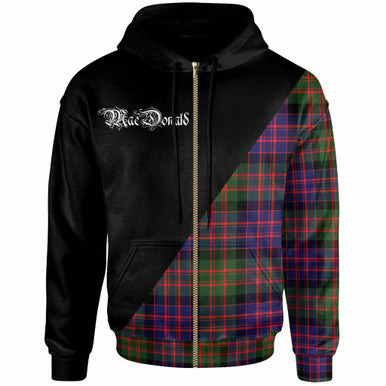 Scottish MacDonald (Clan Donald) Clan Crest Tartan Hoodie - Military Logo Zip-up Tartan Plaid