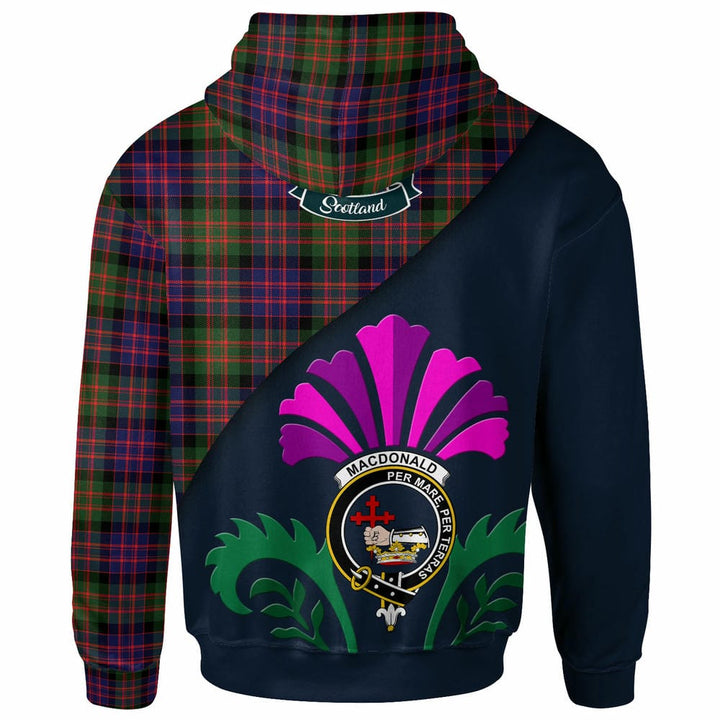 Scottish MacDonald (Clan Donald) Clan Crest Tartan Hoodie - Scotland Thistle Style Back Side Tartan Plaid
