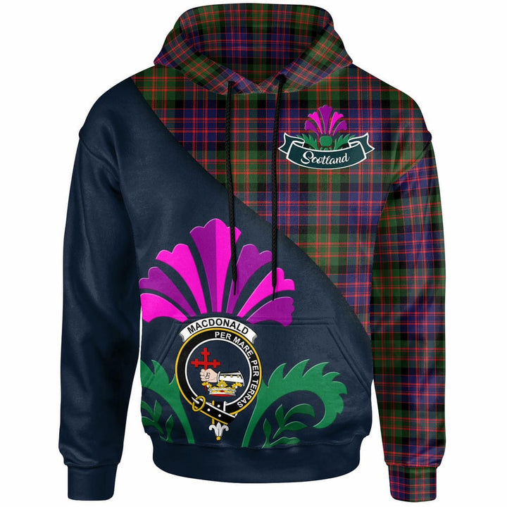 Scottish MacDonald (Clan Donald) Clan Crest Tartan Hoodie - Scotland Thistle Style Front Side Tartan Plaid