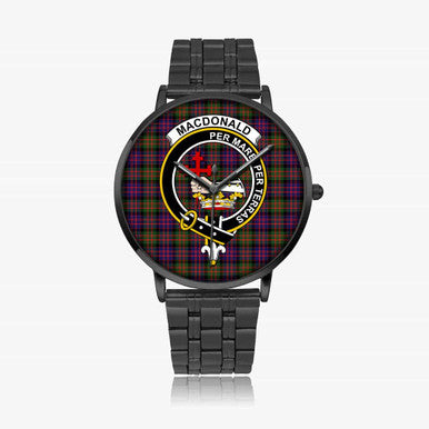Scottish MacDonald (Clan Donald) Clan Crest Tartan Instafamous Steel Quartz Watches Tartan Plaid Black 1