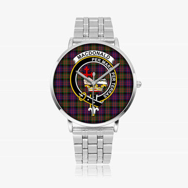 Scottish MacDonald (Clan Donald) Clan Crest Tartan Instafamous Steel Quartz Watches Tartan Plaid Silver 1