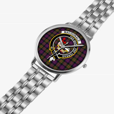 Scottish MacDonald (Clan Donald) Clan Crest Tartan Instafamous Steel Quartz Watches Tartan Plaid Silver 2