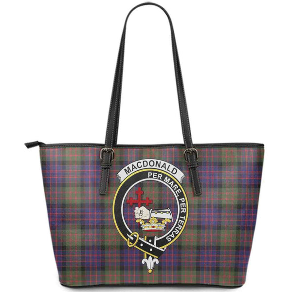 Scottish MacDonald (Clan Donald) Clan Crest Tartan Leather Tote Tartan Plaid