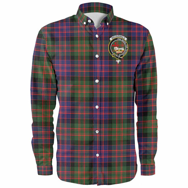 Scottish MacDonald (Clan Donald) Clan Crest Tartan Long Sleeve Shirt Front Side Tartan Plaid