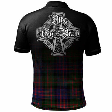 Scottish MacDonald (Clan Donald) Clan Crest Tartan Polo Shirt - Alba Gu Brath Family Crest Celtic Inspired Back Side Tartan Plaid