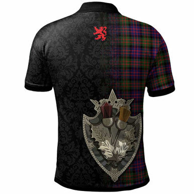 Scottish MacDonald (Clan Donald) Clan Crest Tartan Polo Shirt - Half Thistle Flowers Celtic Design Back Side Tartan Plaid