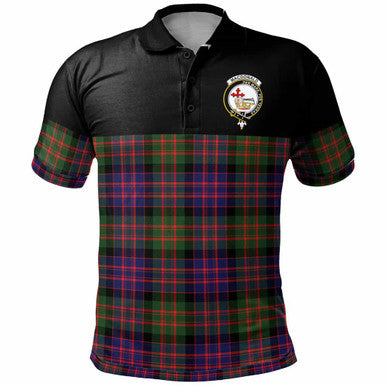Scottish MacDonald (Clan Donald) Clan Crest Tartan Polo Shirt - Horizontal Style Front Side Tartan Plaid