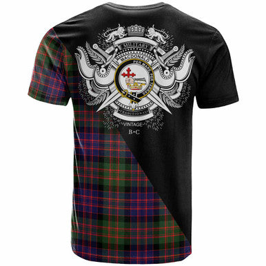 Scottish MacDonald (Clan Donald) Clan Crest Tartan T-Shirt - Military Logo Back Side Tartan Plaid
