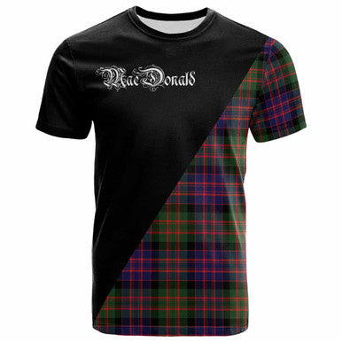 Scottish MacDonald (Clan Donald) Clan Crest Tartan T-Shirt - Military Logo Front Side Tartan Plaid