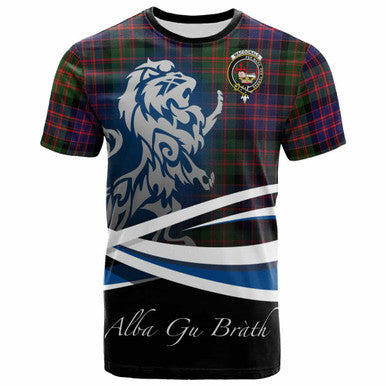Scottish MacDonald (Clan Donald) Clan Crest Tartan T-Shirt - Scotland Lion Front Side Tartan Plaid