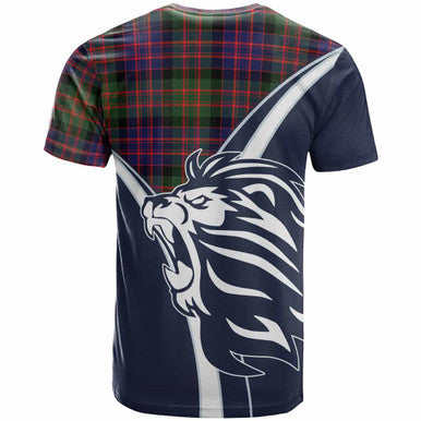 Scottish MacDonald (Clan Donald) Clan Crest Tartan T-Shirt - Scottish Flag With Lion Back Side Tartan Plaid
