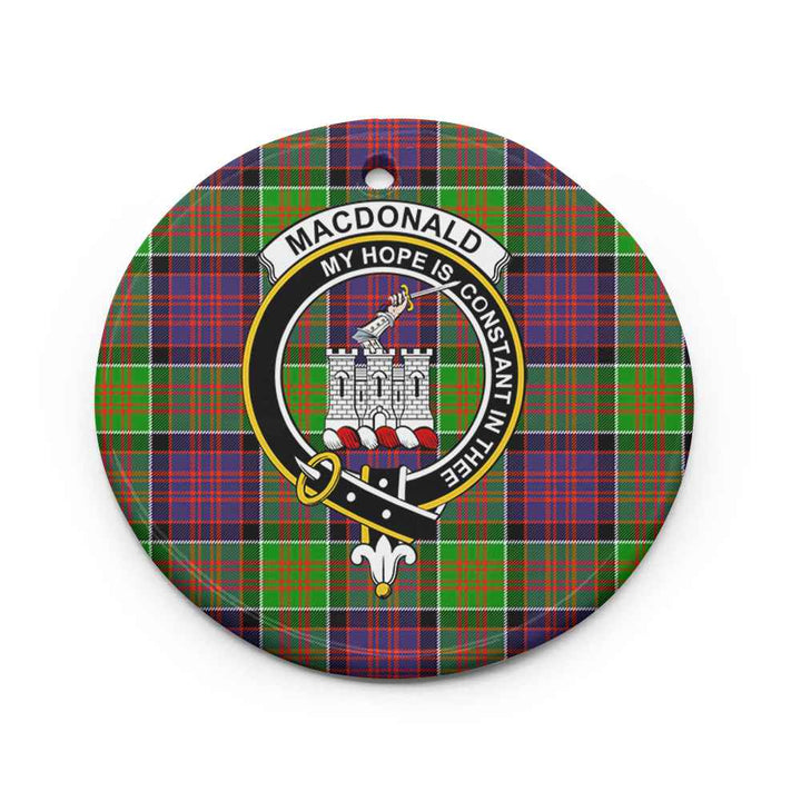 Scottish MacDonald (Clan Ranald) Clan Crest Tartan Ceramic Ornament Circle Shape Tartan Plaid