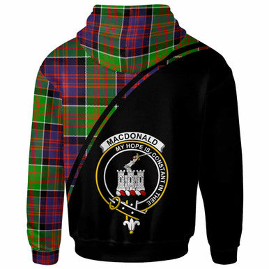 Scottish MacDonald (Clan Ranald) Clan Crest Tartan Curve Hoodie Back Side Tartan Plaid