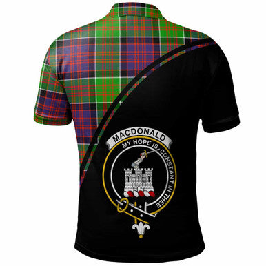 Scottish MacDonald (Clan Ranald) Clan Crest Tartan Curve Polo Shirt Back Side Tartan Plaid