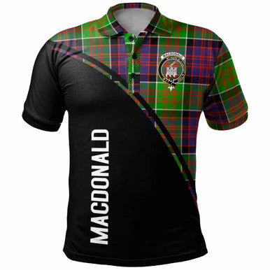 Scottish MacDonald (Clan Ranald) Clan Crest Tartan Curve Polo Shirt Front Side Tartan Plaid