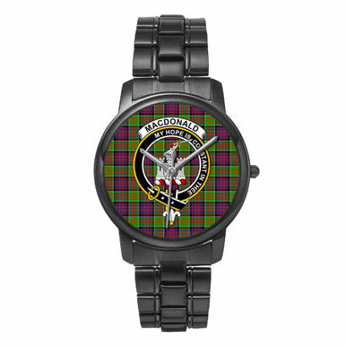 Scottish MacDonald (Clan Ranald) Clan Crest Tartan Folding Clasp Steel Quartz Watches Tartan Plaid Black 1