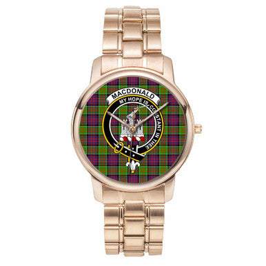 Scottish MacDonald (Clan Ranald) Clan Crest Tartan Folding Clasp Steel Quartz Watches Tartan Plaid Rose Gold 1