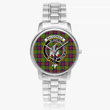 Scottish MacDonald (Clan Ranald) Clan Crest Tartan Folding Clasp Steel Quartz Watches Tartan Plaid Silver 1