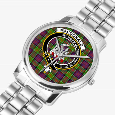 Scottish MacDonald (Clan Ranald) Clan Crest Tartan Folding Clasp Steel Quartz Watches Tartan Plaid Silver 2
