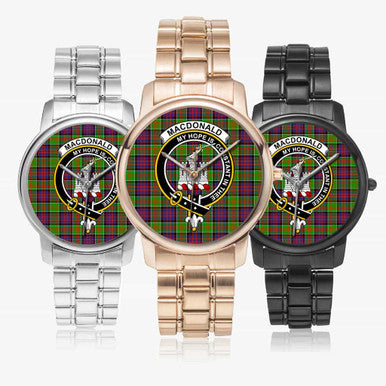 Scottish MacDonald (Clan Ranald) Clan Crest Tartan Folding Clasp Steel Quartz Watches Tartan Plaid All