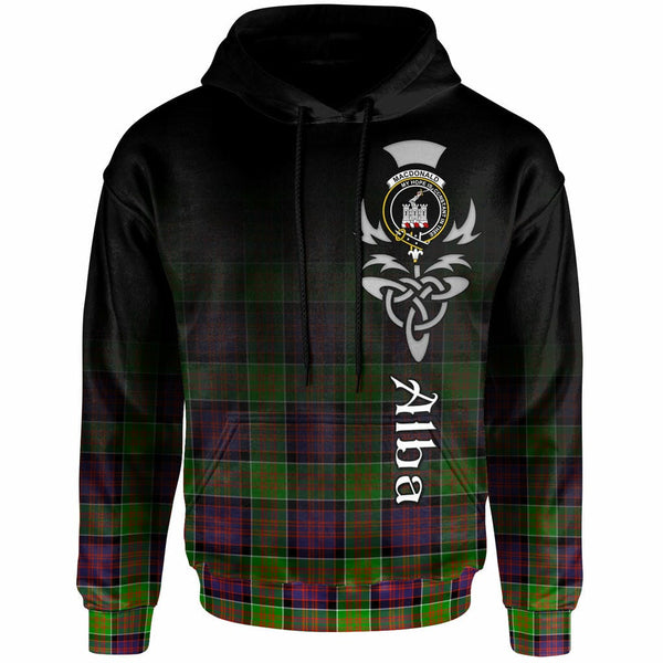 Scottish MacDonald (Clan Ranald) Clan Crest Tartan Hoodie - Alba Gu Brath Family Crest Celtic Inspired Front Side Tartan Plaid