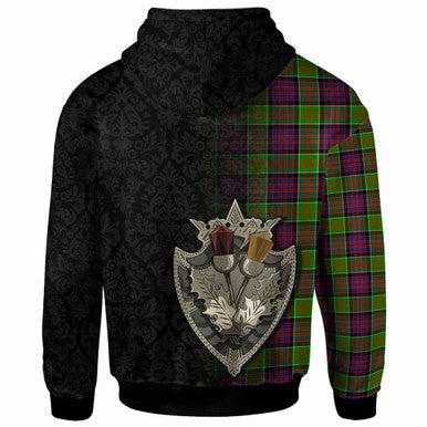 Scottish MacDonald (Clan Ranald) Clan Crest Tartan Hoodie - Half Thistle Flowers Celtic Design Back Side Tartan Plaid