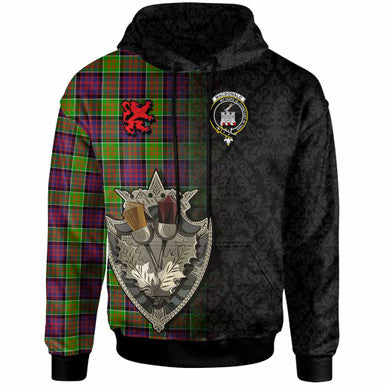 Scottish MacDonald (Clan Ranald) Clan Crest Tartan Hoodie - Half Thistle Flowers Celtic Design Front Side Tartan Plaid