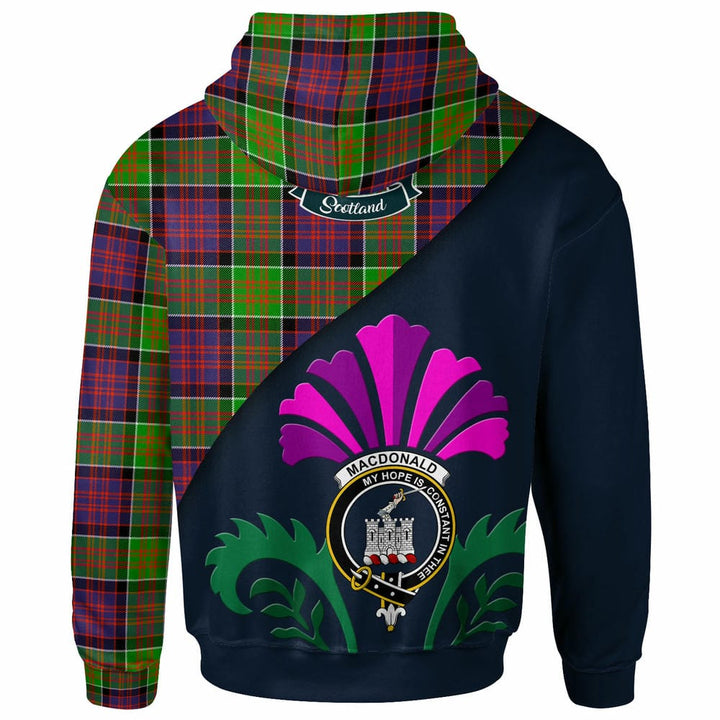 Scottish MacDonald (Clan Ranald) Clan Crest Tartan Hoodie - Scotland Thistle Style Back Side Tartan Plaid