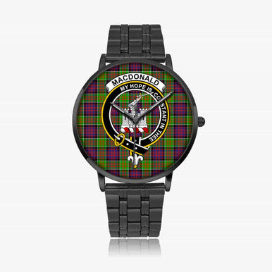 Scottish MacDonald (Clan Ranald) Clan Crest Tartan Instafamous Steel Quartz Watches Tartan Plaid Black 1